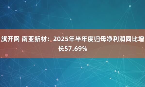 旗开网 南亚新材:2025年半年度归母净利润同比增长57.69%